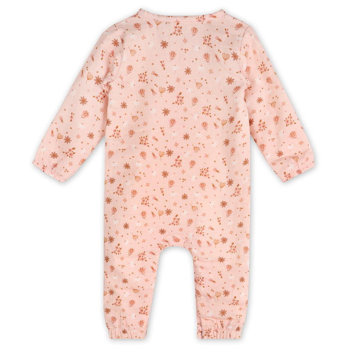 Pink Floral Long Sleeve Baby Jumpsuit (Organic Muslin)