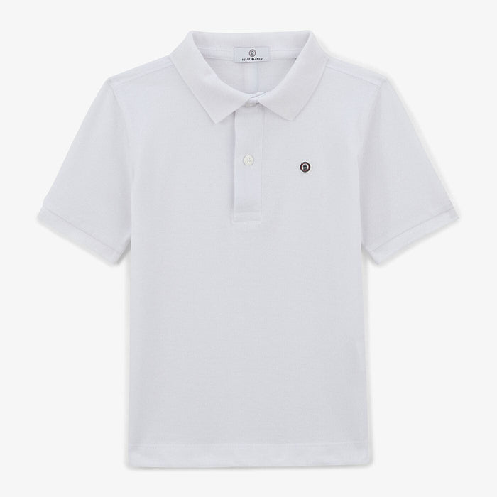 Polo Junior Manches Courtes En Coton Blanc SERGE BLANCO