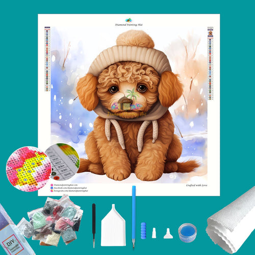 Poodle Winter Diamond Painting
