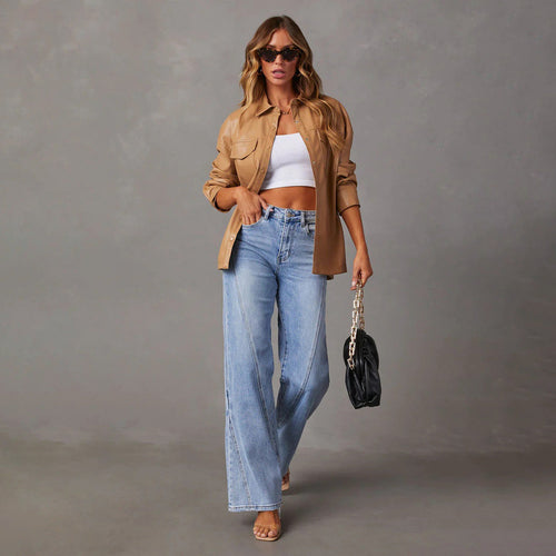 Women Fashion Casual High Waist Loose Jeans