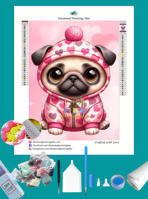Pug Valentine's Diamond Painting