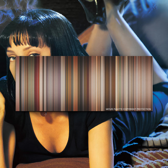 Pulp Fiction movie barcode canvas print, the whole film as stripes of color