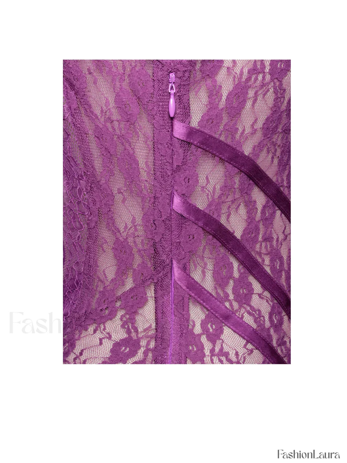 Quartney Purple Long Sleeve Graceful Lace Satin Mini Dress