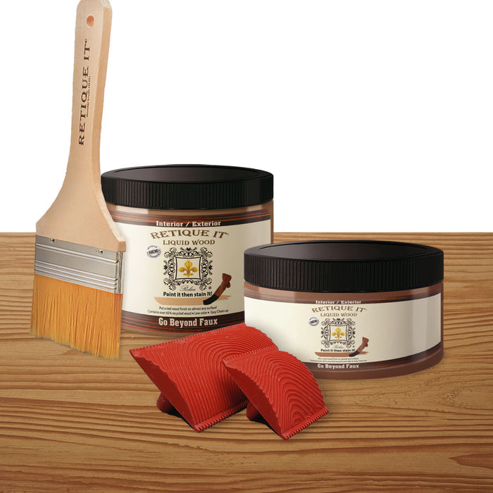 Retique It Raw Wood Kit in dark wood finish, medium size, showing natural raw wood planks for furniture refinishing projects.