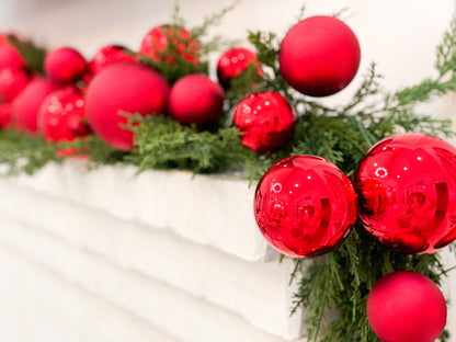 Red Matte and Shiny Ornament Garland