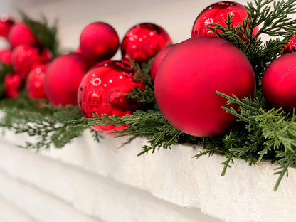 Red Matte and Shiny Ornament Garland