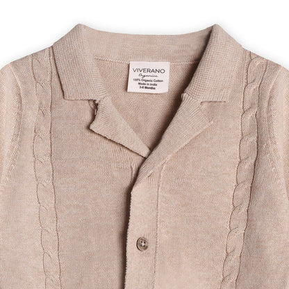 Resort Cable Knit Baby Sweater Cardigan & Pant Set (Organic Cotton)