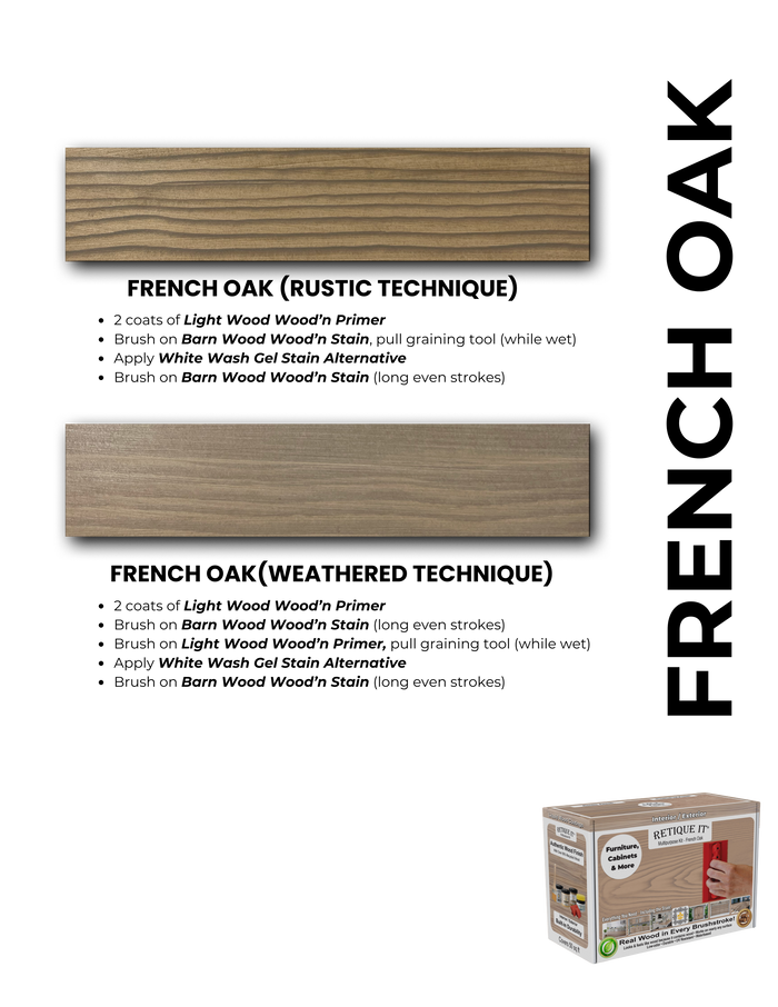 Retique It Wood Finish Kits fan deck brochure showing sample wood finishes and color options for furniture refinishing.