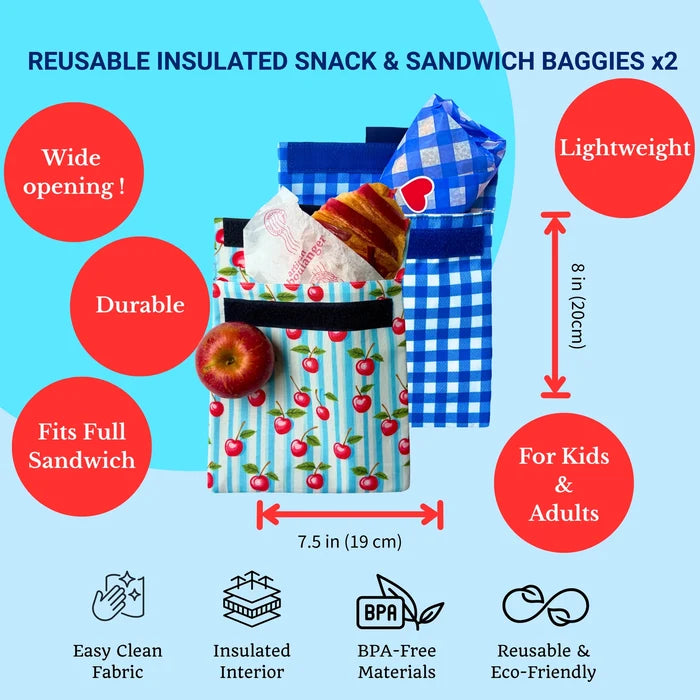 Reusable Sandwich Bags 2-Pack - Vichy & Cherries