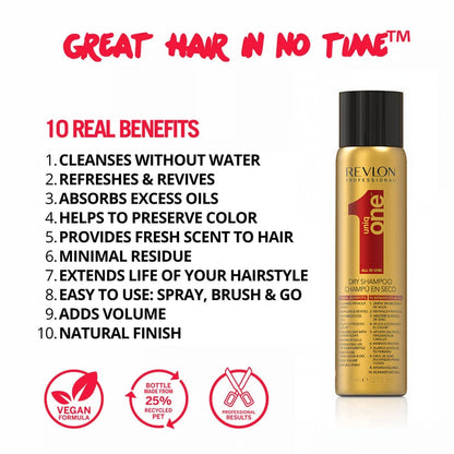 Revlon Professional UniqONE Dry Shampoo - "All-in-One" 10 Benefits Dry Shampoo - 300ml