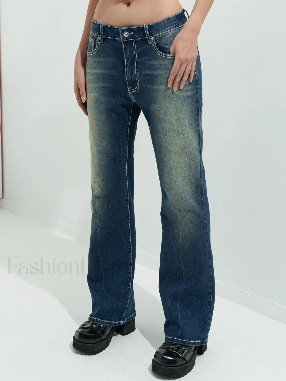 Rhinestone Chrome Hearts Flare Leg Jeans