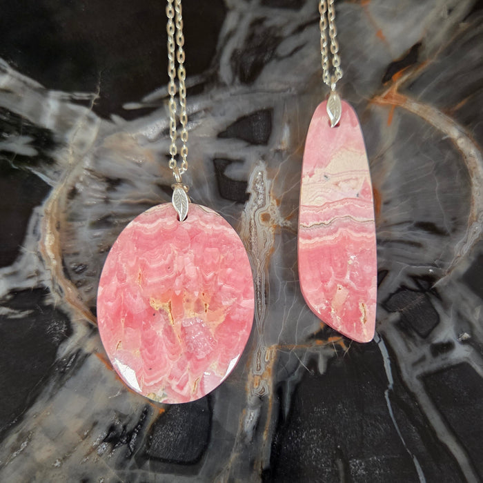 Rhodochrosite Pendant Variants - Artisan Made