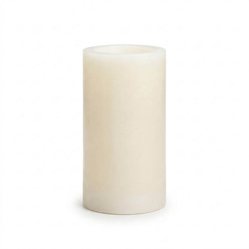 Flameless LED pillar candle 3x6 ivory on white background