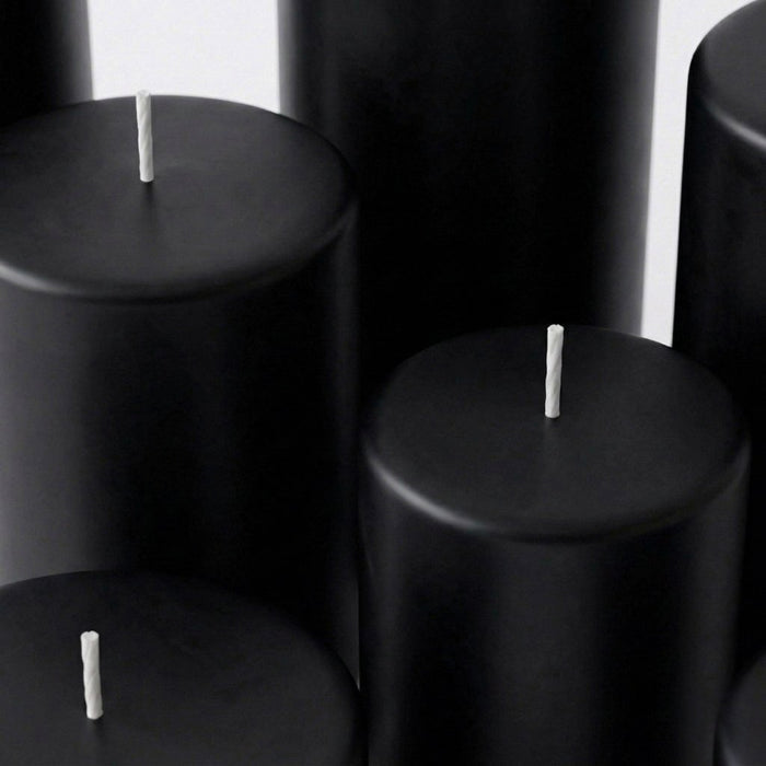 Richland Pillar Candles 4 x4", 4"x6" & 4"x9 Black Set of 18