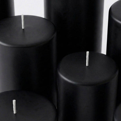 Richland Pillar Candles 4 x4", 4"x6" & 4"x9 Black Set of 18