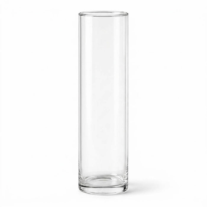 Clear Glass Cylinder Vase 3" x 13.75" on a white background