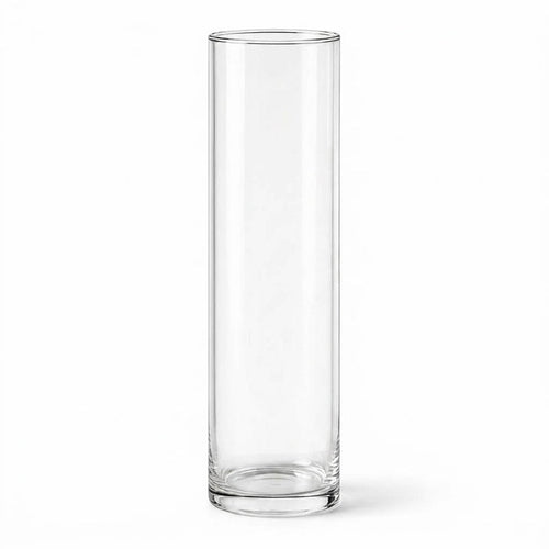 Clear Glass Cylinder Vase 3" x 13.75" on a white background