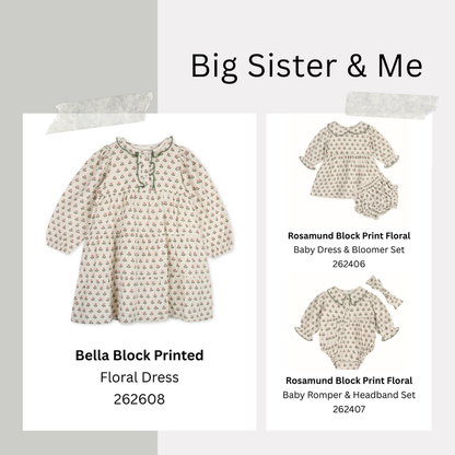Matching Block Floral Printed Baby Outfits in Organic Cotton by Viverano