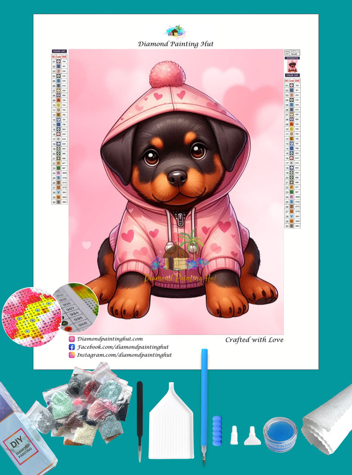 Rottweiler Valentine's Diamond Painting
