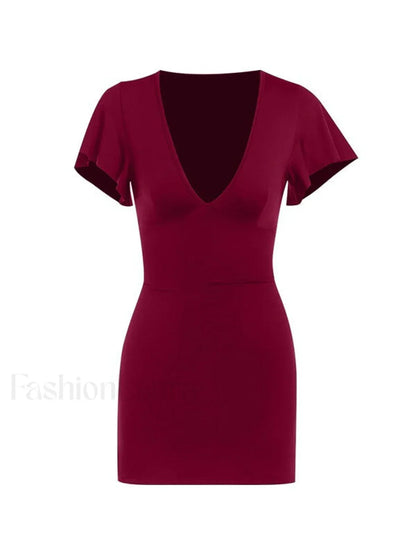 Ruffle Sleeve Bodycon Mini Dress