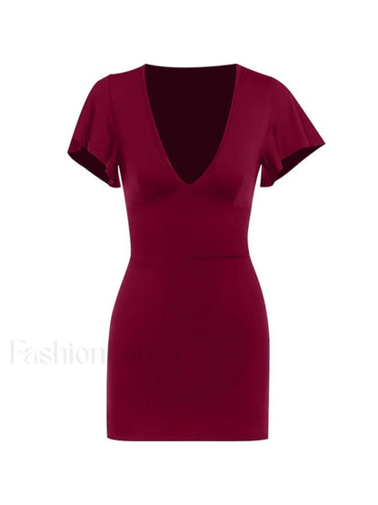 Ruffle Sleeve Bodycon Mini Dress