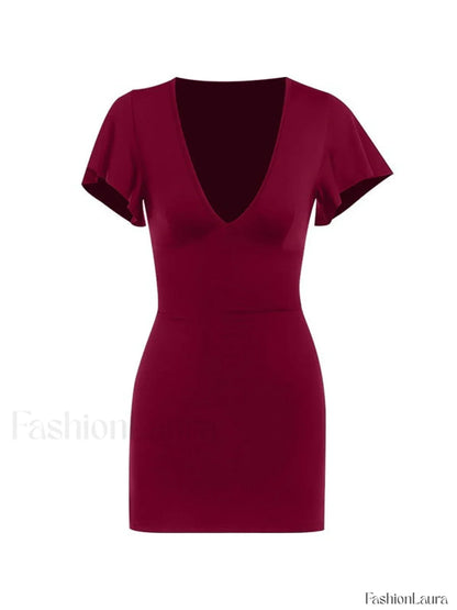 Ruffle Sleeve Bodycon Mini Dress