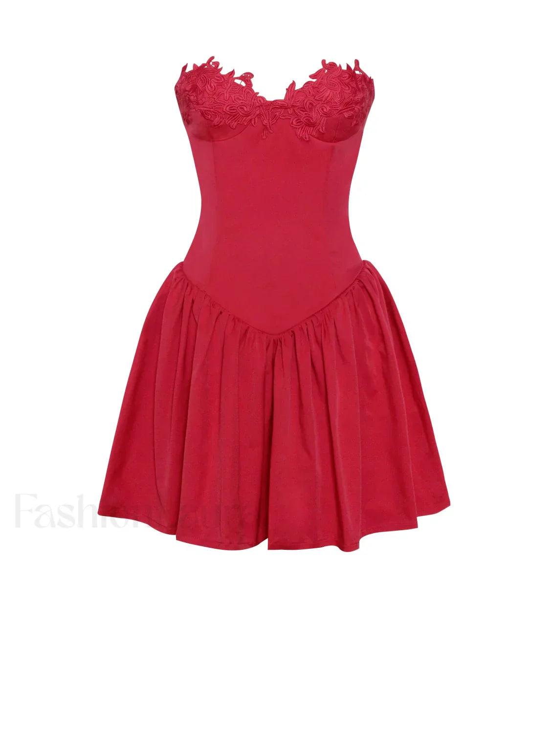 Sacha Red Lace Drop Graceful Waist Corset Puffy Mini Dress