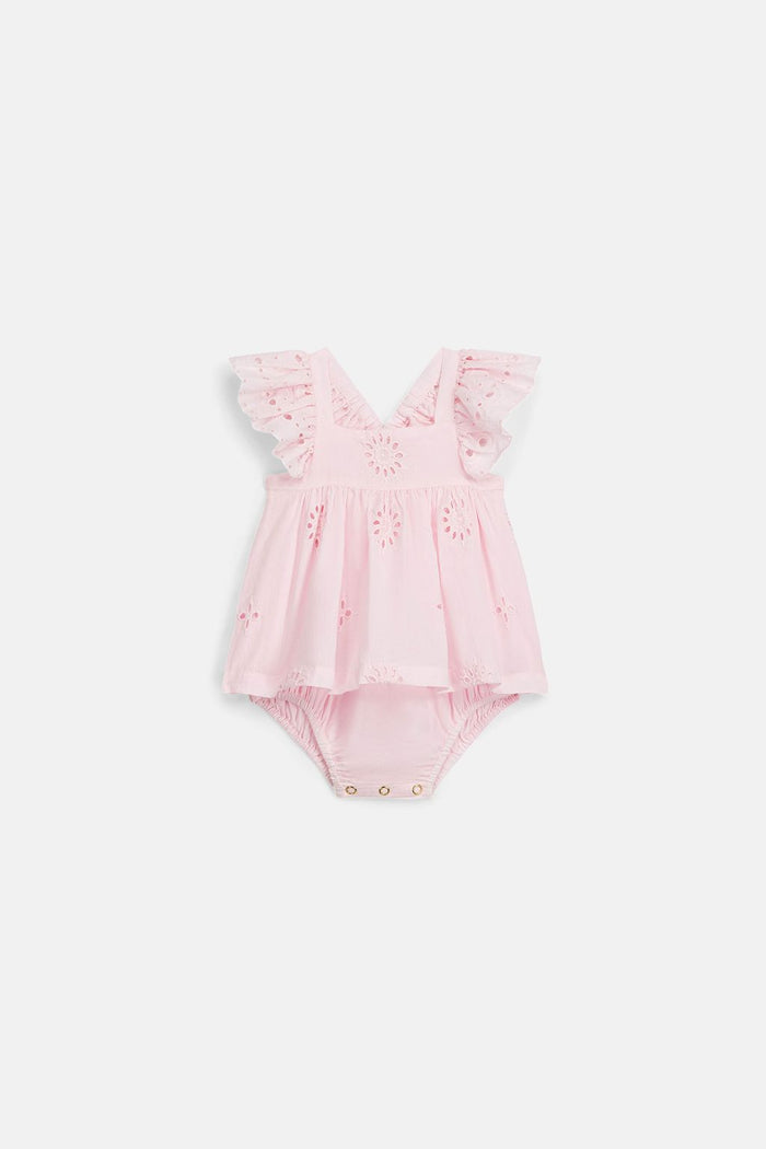 Salome Romper in Pink Schiffli