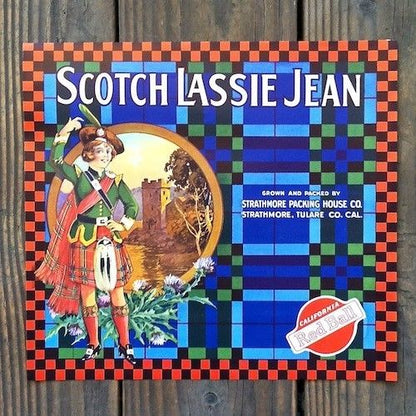 SCOTCH LASSIE JEAN California Citrus Crate Box Label