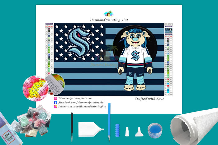 Seattle NHL Mascot Flag Diamond Painting-Diamond Painting Hut