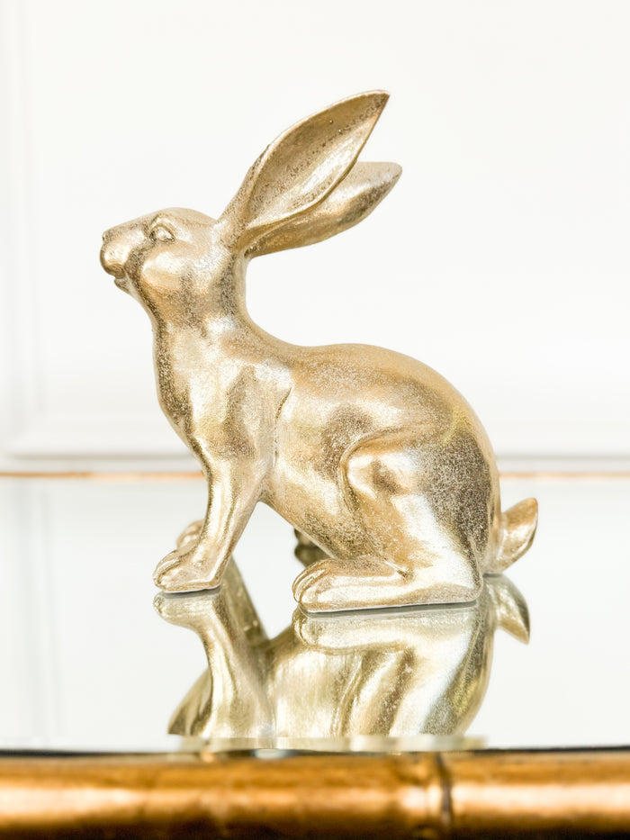 Set Of Two Gold Bunnies