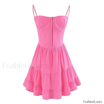 Sexy Deep V-neck Striped Women's 2024 New Waist Lace up Ruffle Edge Skinny Mini Dress
