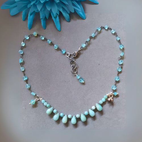 "Shades of the Sea" Blue Chalcedony & Amazonite Necklace - Artisan Made