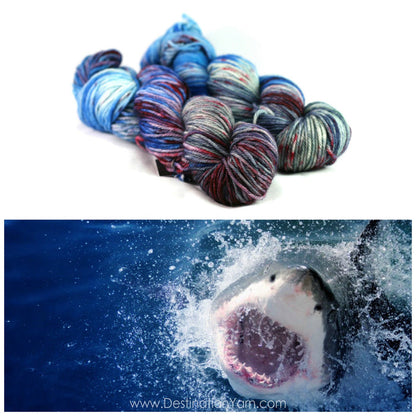 Destination Yarn fingering weight yarn SHARK INFESTED WATERS