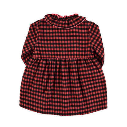 Short Dress in Red & Black Vichy