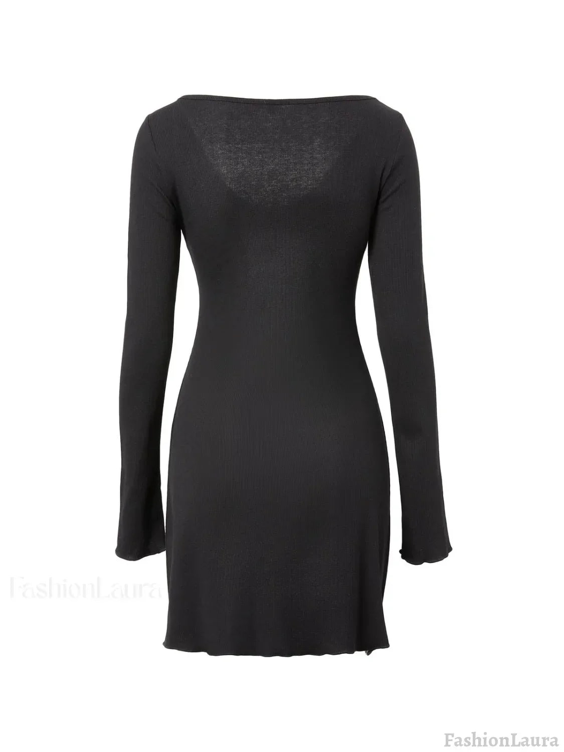 Simple Knitted Long Sleeve Mini Dress