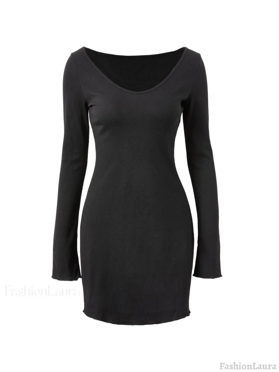 Simple Knitted Long Sleeve Mini Dress