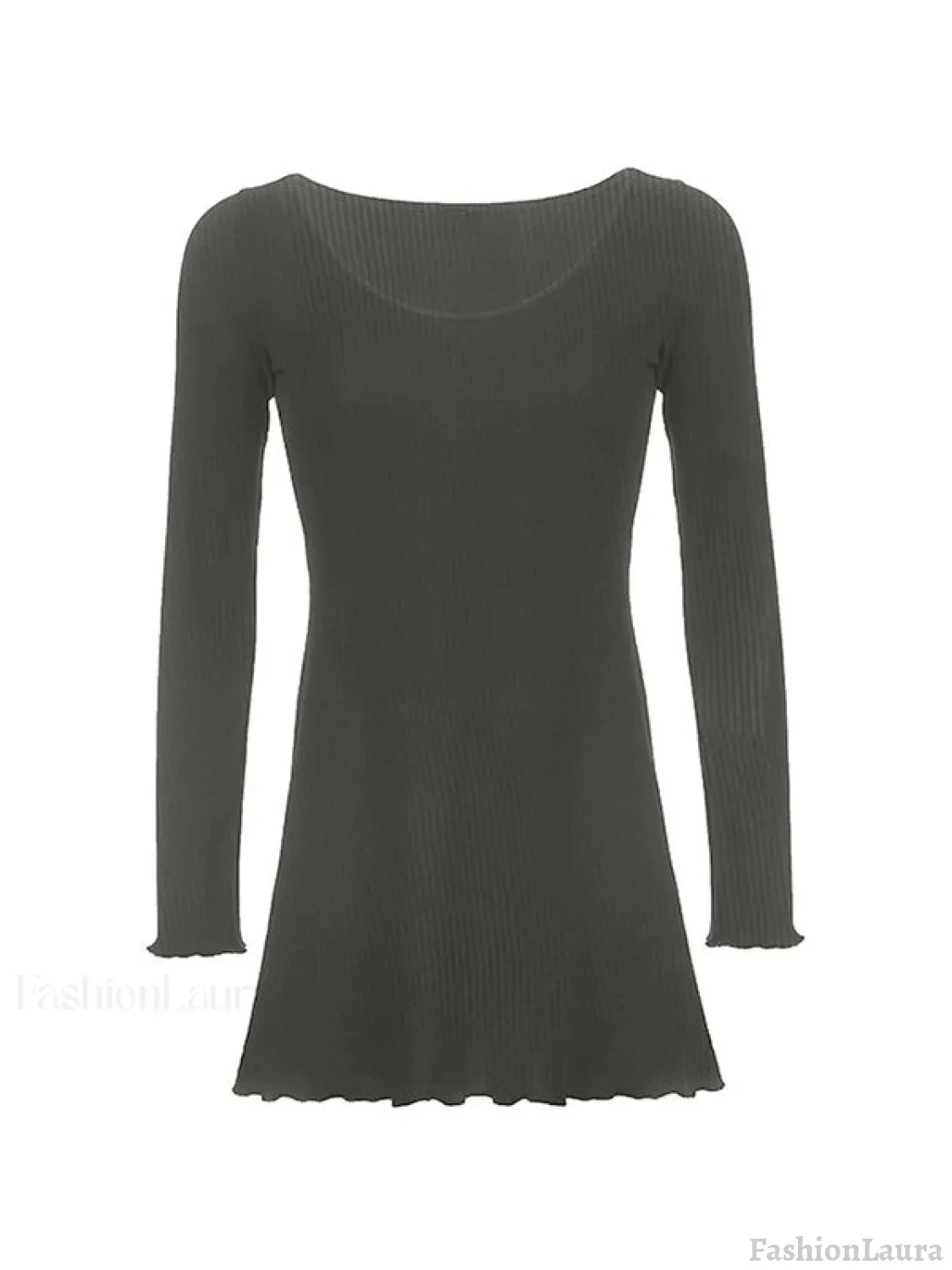 Simple Knitted Long Sleeve Mini Dress