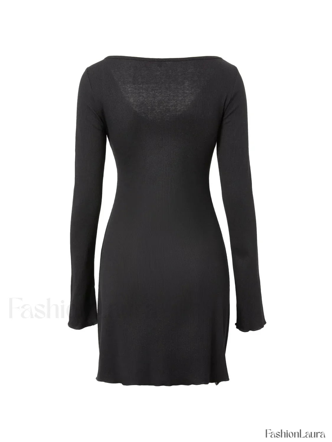 Simple Knitted Long Sleeve Mini Dress