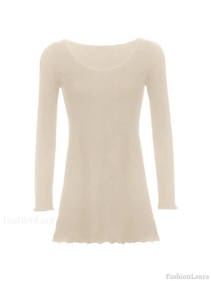 Simple Knitted Long Sleeve Mini Dress