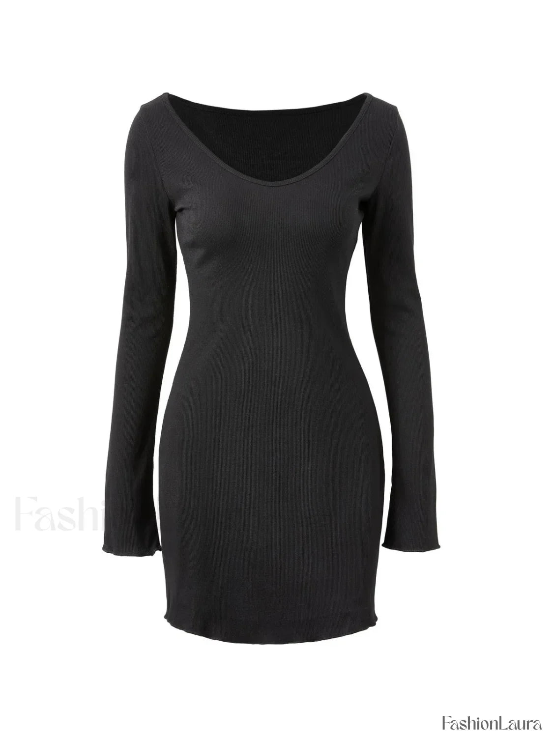 Simple Knitted Long Sleeve Mini Dress