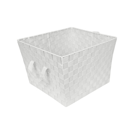 Simplify Large 15" Woven Strap Storage Bin-White