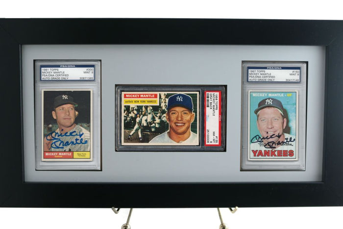 Sports Card Frame for (2) PSA Graded Vertical Cards & (1) PSA Graded Horizontal Card - Graded And Framed