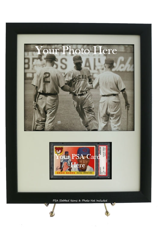 Sports Card Frame for a PSA Graded Horizontal Card with an 8 x 10 Horizontal Photo Opening - Graded And Framed