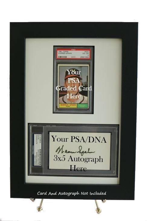 Sports Card Frame for a PSA Graded Vertical Card & PSA/DNA Slabbed 3 x 5 Autograph - Graded And Framed