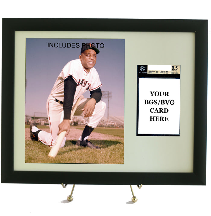 Sports Card Frame for YOUR Graded BVG (Beckett) Willie Mays Card (INCLUDES PHOTO) - Graded And Framed