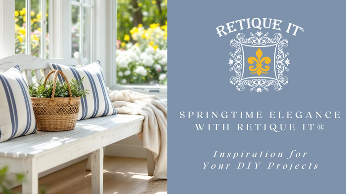Digital guide by Retique It showcasing spring-inspired wood finish trends and techniques for interior decor.