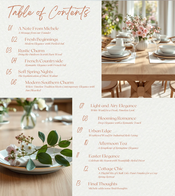 Cover image of Retique It Spring Inspiration Guide 2025 featuring wood finish trends and techniques for digital DIY projects.