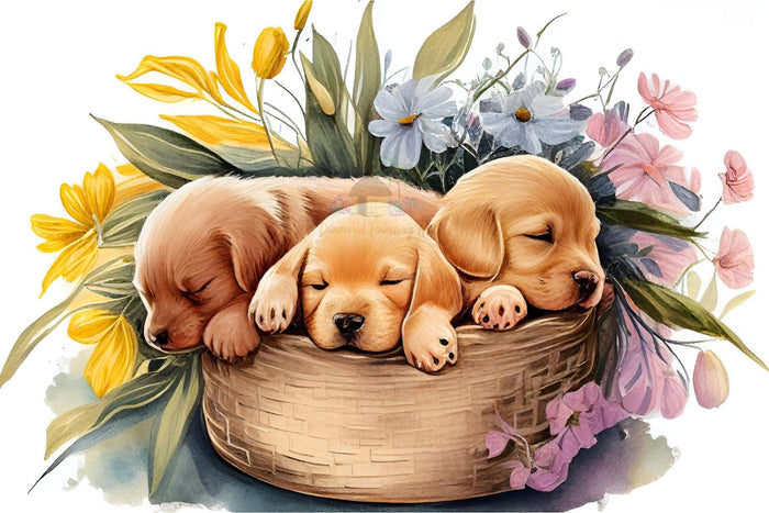 Spring Puppies Diamond Painting-Diamond Painting Hut