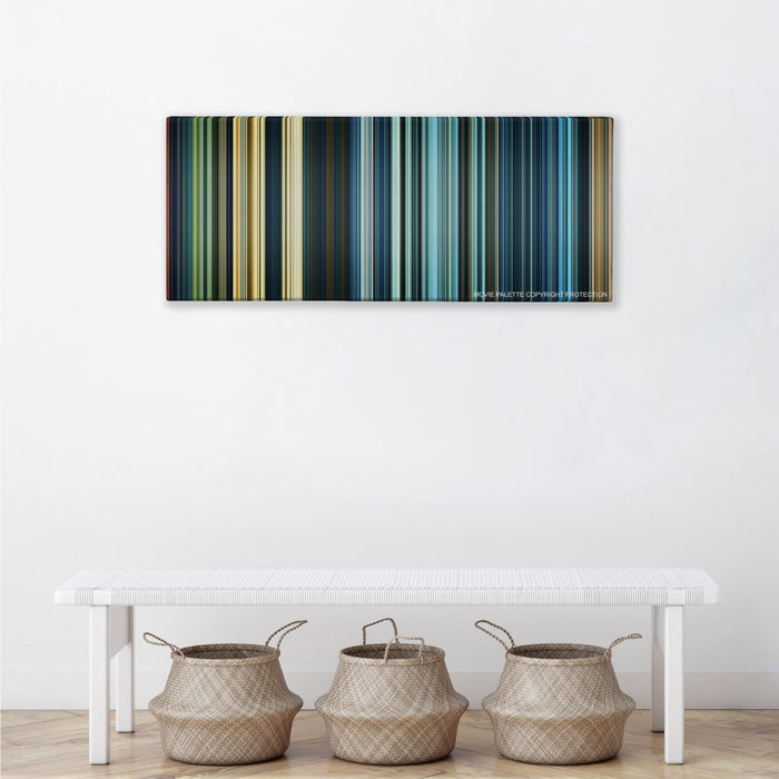 Star Wars: Episode IX - The Rise of Skywalker color palette canvas above a white bench with three woven baskets